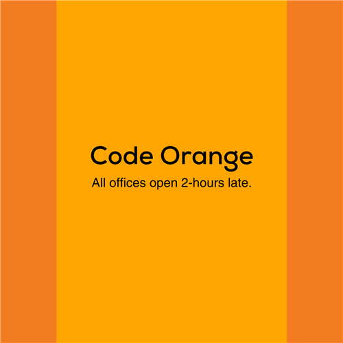 Infographic highlighting a Code Orange status as detailed in the text.